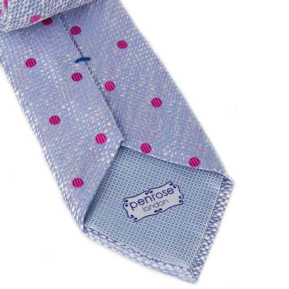 PENROSE LIGHT BLUE, MAGENTA, WHITE PAISLEY TIE | MENS - Picture 4 of 4